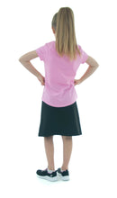 Load image into Gallery viewer, Athletic Exercise Skirt for Girls Sizes by Dressing For His Glory offers a perfect blend of modesty and comfort for girls. Its design allows for maximum movement while maintaining coverage. Ideal for sports and active lifestyles, this skirt provides both functionality and style. Bike shorts underneath are attached at the waistband.