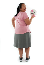 Load image into Gallery viewer, Athletic Exercise Skirt for Womens Plus Sizes by Dressing For His Glory  Athletic Exercise Skirt for Womens Plus Sizes by Dressing For His Glory is perfect for all team sports. It is made with performance sport fabric that keeps you dry. Bike shorts are attached to the waistband of the skirt and has an optional zipper pocket. The Athletic Exercise Skirt has a smooth flat elastic waistband and is great for any sport activity!