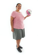 Load image into Gallery viewer, Athletic Exercise Skirt for Womens Plus Sizes by Dressing For His Glory  Athletic Exercise Skirt for Womens Plus Sizes by Dressing For His Glory is perfect for all team sports. It is made with performance sport fabric that keeps you dry. Bike shorts are attached to the waistband of the skirt and has an optional zipper pocket. The Athletic Exercise Skirt has a smooth flat elastic waistband and is great for any sport activity!