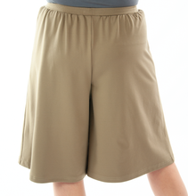 Load image into Gallery viewer, (Back View) The Athletic Running Culotte for Ladies Sizes by Dressing For His Glory is great for all team sports. It is made with performance sport fabric that keeps you dry and comfortable. You will really like the straight cut leg with enough fullness for modesty. It has an elastic waist and sporty stripes down the side seams (optional white stripes).