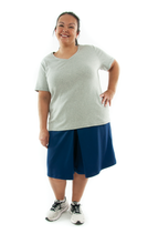 Load image into Gallery viewer, Athletic Two Pleater Culottes for Womens Plus Sizes by Dressing For His Glory  Don't Sweat it! Our Athletic Two Pleater Culotte is perfect for all team sport activities. It is made with performance sports fabric that keeps you dry and comfortable. It has a straight cut with a smooth elastic waist and an optional zippered pocket. The soft pleat in the center front and back gives its name, "Two Pleater".