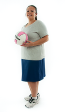 Load image into Gallery viewer, Athletic Two Pleater Culottes for Womens Plus Sizes by Dressing For His Glory  Don't Sweat it! Our Athletic Two Pleater Culotte is perfect for all team sport activities. It is made with performance sports fabric that keeps you dry and comfortable. It has a straight cut with a smooth elastic waist and an optional zippered pocket. The soft pleat in the center front and back gives its name, "Two Pleater".
