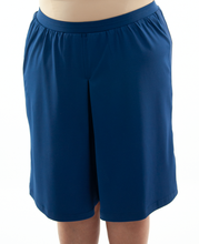 Load image into Gallery viewer, Athletic Two Pleater Culottes for Womens Plus Sizes by Dressing For His Glory  Don't Sweat it! Our Athletic Two Pleater Culotte is perfect for all team sport activities. It is made with performance sports fabric that keeps you dry and comfortable. It has a straight cut with a smooth elastic waist and an optional zippered pocket. The soft pleat in the center front and back gives its name, "Two Pleater".