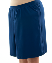 Load image into Gallery viewer, Athletic Two Pleater Culottes for Womens Plus Sizes by Dressing For His Glory  Don't Sweat it! Our Athletic Two Pleater Culotte is perfect for all team sport activities. It is made with performance sports fabric that keeps you dry and comfortable. It has a straight cut with a smooth elastic waist and an optional zippered pocket. The soft pleat in the center front and back gives its name, "Two Pleater".