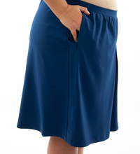 Load image into Gallery viewer, Athletic Two Pleater Culottes for Womens Plus Sizes by Dressing For His Glory  Don't Sweat it! Our Athletic Two Pleater Culotte is perfect for all team sport activities. It is made with performance sports fabric that keeps you dry and comfortable. It has a straight cut with a smooth elastic waist and an optional zippered pocket. The soft pleat in the center front and back gives its name, "Two Pleater".