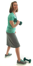 Load image into Gallery viewer, Athletic Exercise Skirt for Ladies Sizes by Dressing For His Glory is perfect for all team sports is with performance sport fabric that keeps you dry. Bike shorts are attached to the waistband of the skirt and has an optional zipper pocket. The Athletic Exercise Skirt has a smooth flat elastic waistband. Great for any sport activity!