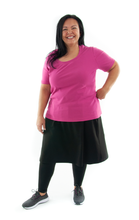 Load image into Gallery viewer, Athletic Exercise Skirt for Womens Plus Sizes by Dressing For His Glory is perfect for all outdoor team sports. It is made with performance sport fabric that keeps you dry. The long leggings are attached to the waistband of the skirt and has an optional zipper pocket. Perfect for winter sport activities.