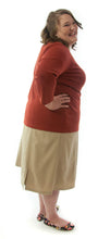 Load image into Gallery viewer, Flare Skort for Womens Plus Sizes by Dressing For His Glory The Flare Skort is a flare skirt with loose fitting shorts underneath that are attached at the waistband.  It has a flat front waist with an elastic waistband in the back and slit pockets on each side panel. The skirt has one optional off centered slit in the front and one in the back.