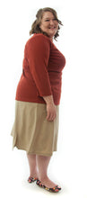 Load image into Gallery viewer, Flare Skort for Womens Plus Sizes by Dressing For His Glory The Flare Skort is a flare skirt with loose fitting shorts underneath that are attached at the waistband.  It has a flat front waist with an elastic waistband in the back and slit pockets on each side panel. The skirt has one optional off centered slit in the front and one in the back.