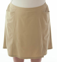 Load image into Gallery viewer, Flare Skort for Womens Plus Sizes by Dressing For His Glory The Flare Skort is a flare skirt with loose fitting shorts underneath that are attached at the waistband.  It has a flat front waist with an elastic waistband in the back and slit pockets on each side panel. The skirt has one optional off centered slit in the front and one in the back.