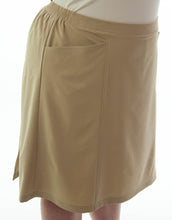 Load image into Gallery viewer, Flare Skort for Womens Plus Sizes by Dressing For His Glory The Flare Skort is a flare skirt with loose fitting shorts underneath that are attached at the waistband.  It has a flat front waist with an elastic waistband in the back and slit pockets on each side panel. The skirt has one optional off centered slit in the front and one in the back.