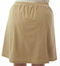 Load image into Gallery viewer, Flare Skort for Womens Plus Sizes by Dressing For His Glory The Flare Skort is a flare skirt with loose fitting shorts underneath that are attached at the waistband.  It has a flat front waist with an elastic waistband in the back and slit pockets on each side panel. The skirt has one optional off centered slit in the front and one in the back.