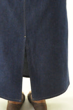 Load image into Gallery viewer, Long Jean Skirt for Womens Plus Sizes by Dressing For His Glory Our Long Jean Skirt is always in style and you will love the fit! This Long Jean Skirt for Womens Plus Size has a flat front waistband and an elastic back waist. The Jean Skirt has a fly front, change pockets and a back slit. The Long Jean Skirt is great for everyday and is durable as well as comfortable.