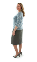 Load image into Gallery viewer, Short Straight Dress Skirt in Ladies Sizes by Dressing For His Glory  The Short Straight Skirt is the most comfortable straight skirt you will ever have. It has a contour waist that rest comfortably on the hip bone with an invisible zipper on the side seam. The skirt is fully lined with luxurious satin! And our Short Straight Dress Skirt wears extremely well. You will love to wear it everyday!