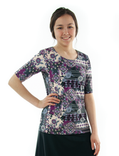 Load image into Gallery viewer, Swim Tee for Junior Sizes by Dressing For His Glory Our Swim tees  are made in top quality, fast drying swimwear knit fabric. The fabric is chlorine resistant, cool and comfortable. Our swim tees are fully lined to help prevent clinging. It has a scooped neck and a choice of a cap sleeve or a longer length sleeve.