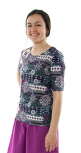Load image into Gallery viewer, Swim Tee for Junior Sizes by Dressing For His Glory Our Swim tees  are made in top quality, fast drying swimwear knit fabric. The fabric is chlorine resistant, cool and comfortable. Our swim tees are fully lined to help prevent clinging. It has a scooped neck and a choice of a cap sleeve or a longer length sleeve.
