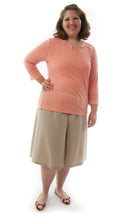 Load image into Gallery viewer, The Two Pleater Culotte for Ladies Sizes by Dressing For His Glory is the most popular culotte that customers purchase for school activities. It has one pleat in the center front and one in the back. It has an elastic waist and is extremely comfortable!