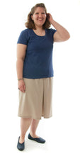 Load image into Gallery viewer, The Two Pleater Culotte for Ladies Sizes by Dressing For His Glory is the most popular culotte that customers purchase for school activities. It has one pleat in the center front and one in the back. It has an elastic waist and is extremely comfortable!