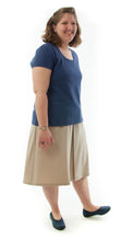 Load image into Gallery viewer, The Two Pleater Culotte for Ladies Sizes by Dressing For His Glory is the most popular culotte that customers purchase for school activities. It has one pleat in the center front and one in the back. It has an elastic waist and is extremely comfortable!
