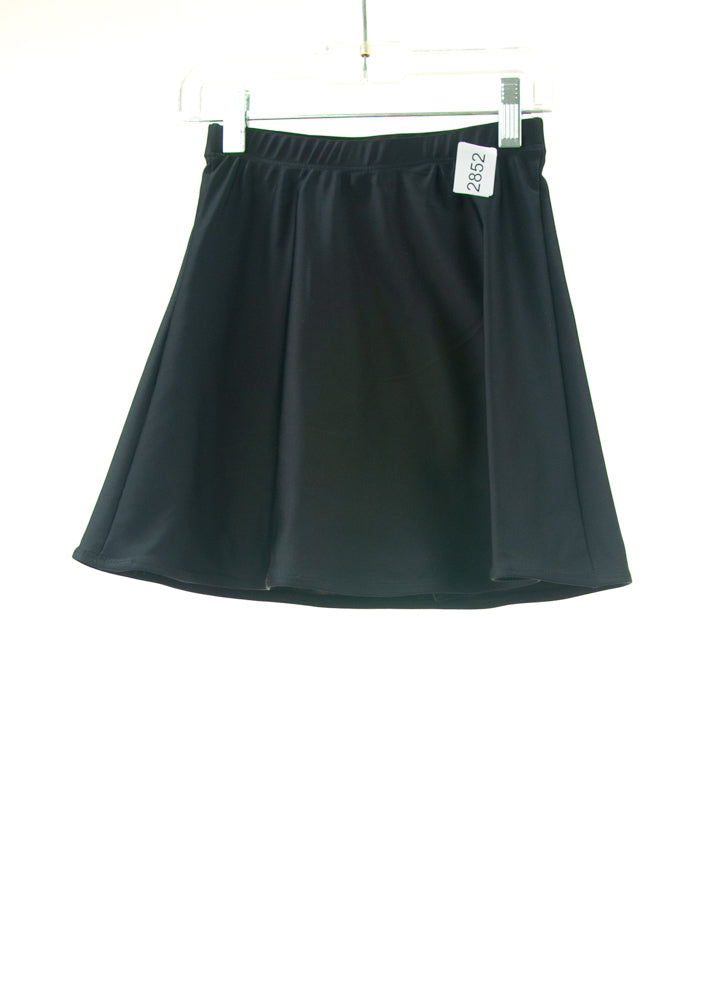 #2852 Sale Rack Item / Freestyle Swim Skirt / Girls Size 6 / Black by Dressing for His Glory is fast drying swimwear skirt -chlorine resistant- elastic waist - bike shorts are  attached at waist- very comfortable- cool and feminine 
