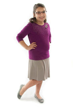 Load image into Gallery viewer, Knit Skort for Girls Plus Size by Dressing For His Glory The Knit Skort is made with top quality anti-pill knit fabric and is extremely comfortable!  It is a flare skirt, front and back, with loose fitting shorts underneath and it has a smooth elastic waist. The short are are 1&quot; shorter than the skirt and are made in the same anti-pill knit fabric.