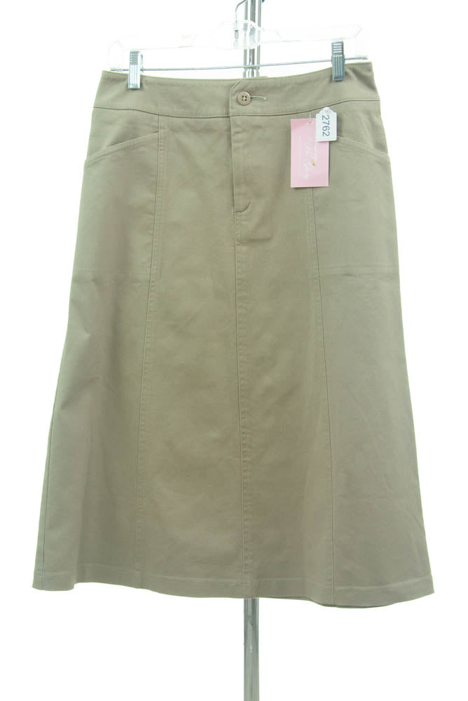 #2762 Sale Rack Item / Short Corneado Skirt / Tall Ladies Size 2 / Khaki Stretch by Dressing For His Glory