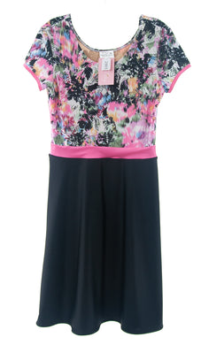 #2865 Sale Rack Item  /  Swim Dress / Junior Large /  Paris Print / Pink / Black