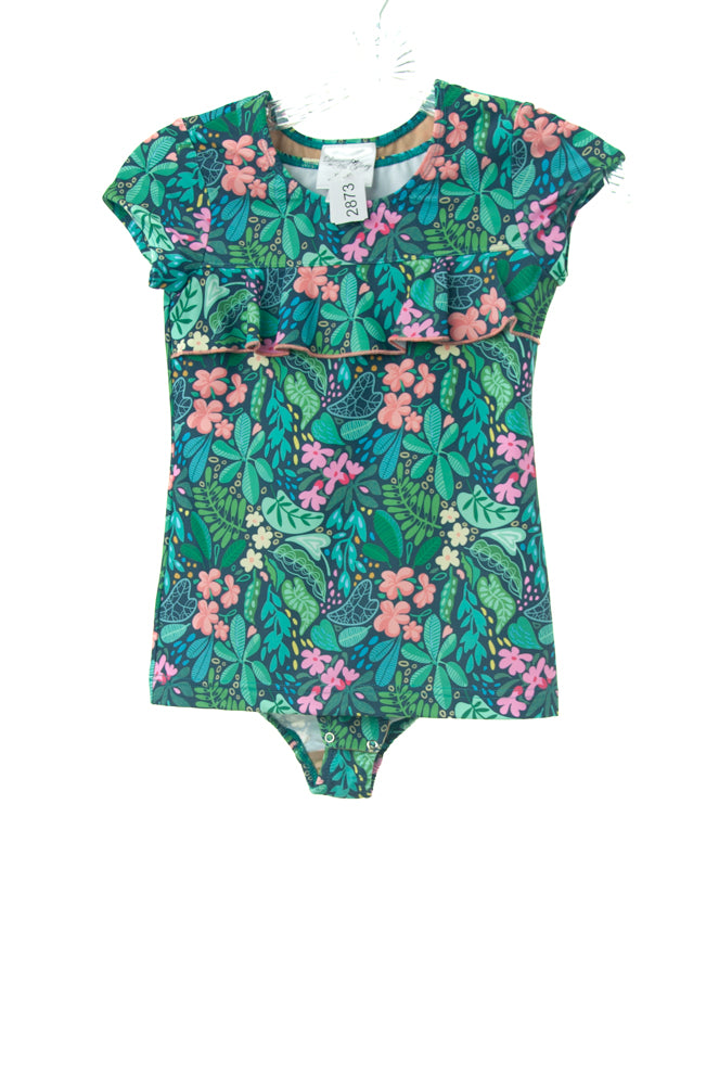 #2873 Sale Rack Item  /  Swim Body Tee / Girls 8 / Plumeria Print