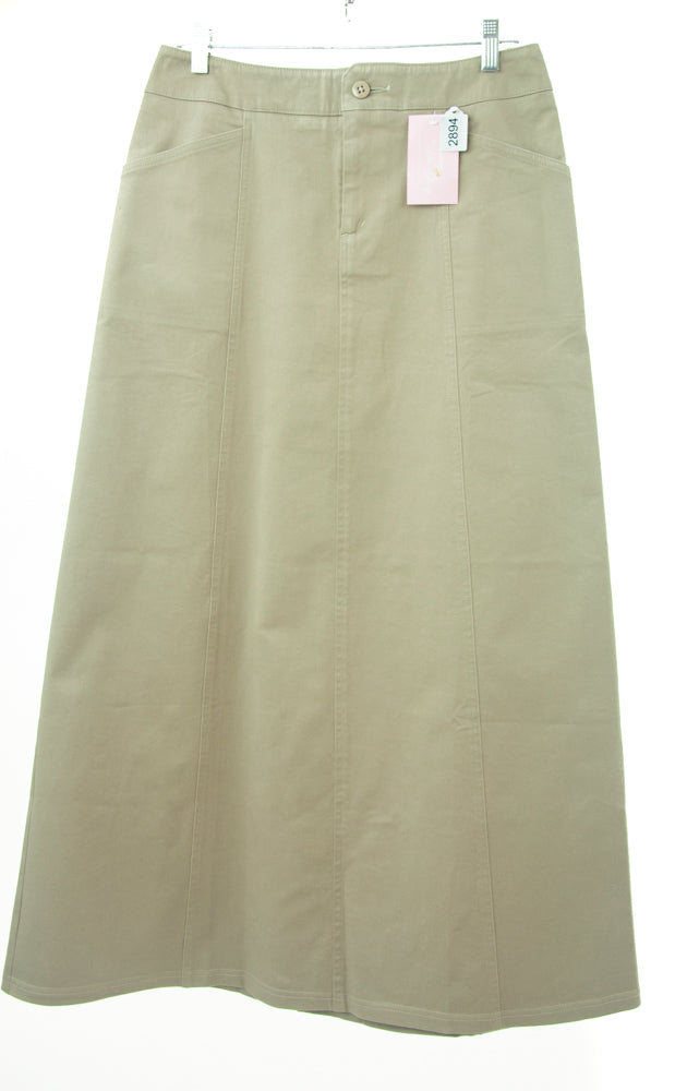 #2894 Sale Rack Item / Long Corneado Skirt / Ladies Size 4 /  Dark Khaki