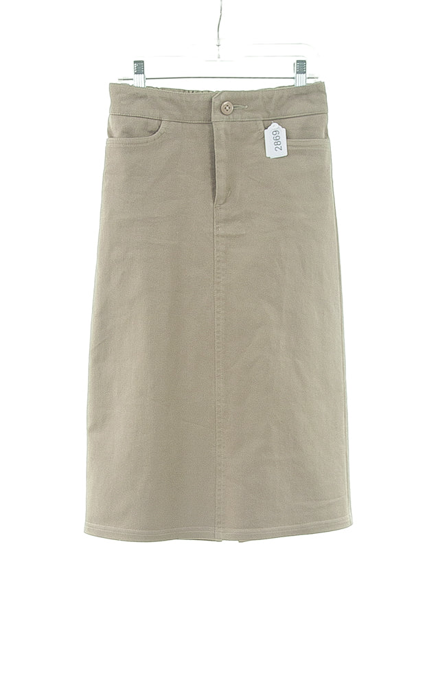 #2869 Sale Rack Item / Long Jean Skirt / Girls Size 7 / Khaki Stretch