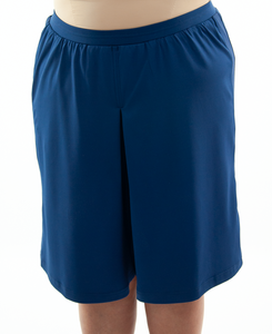 Athletic Two Pleater Culottes for Womens Plus Sizes by Dressing For His Glory  Don't Sweat it! Our Athletic Two Pleater Culotte is perfect for all team sport activities. It is made with performance sports fabric that keeps you dry and comfortable. It has a straight cut with a smooth elastic waist and an optional zippered pocket. The soft pleat in the center front and back gives its name, "Two Pleater".