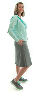 Athletic Exercise Skirt for Ladies Sizes by Dressing For His Glory is perfect for all team sports is with performance sport fabric that keeps you dry. Bike shorts are attached to the waistband of the skirt and has an optional zipper pocket. The Athletic Exercise Skirt has a smooth flat elastic waistband. Great for any sport activity!