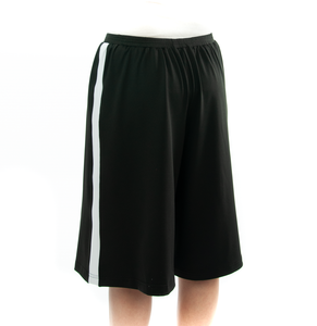 The Athletic Running Culotte is great for all team sports. It is made with performance sport fabric that keeps you dry and comfortable. You will really like the straight cut leg with enough fullness for modesty. It has an elastic waist and sporty stripes down the side seams (optional white stripes).