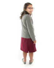 Load image into Gallery viewer, Flare Skort for Girls Plus Sizes by Dressing For His Glory The Flare Skort is a flare skirt with loose fitting shorts underneath that are attached at the waistband.  It has a flat front waist with an elastic waistband in the back. The skirt has one optional off centered slit in the front and one in the back.  The skirt and shorts are made in the same fabric with the shorts being 1&quot; shorter than the skirt.