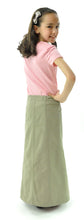 Load image into Gallery viewer, Long Corneado Skirt for Girls by Dressing For His Glory The Long Corneado (korneˈados) Skirt is still a favorite of many! If you love long skirts, you will love the Corneado Skirt for your daughter! It is a slightly flared skirt with a fly front, side panels and slit pockets. The waistband for girl sizes is adjustable to fit your daughter waist perfectly!
