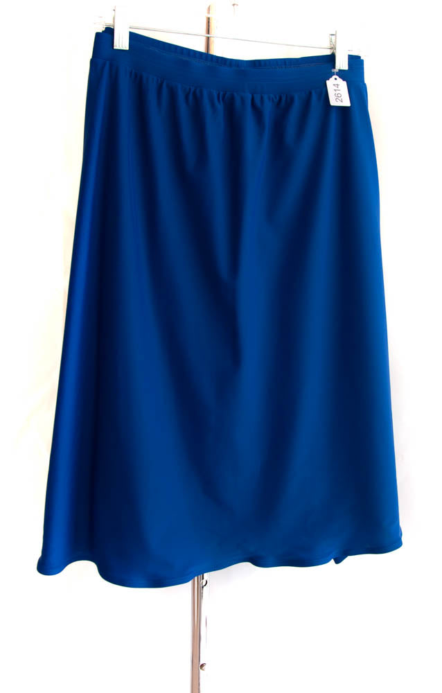 #2614 Sale Rack Item / Freestyle Swim Skirt / Tall Ladies / Royal Blue by Dressing for His Glory is fast drying swimwear skirt -chlorine resistant- elastic waist -tights (bike shorts) are  attached at waist- very comfortable- cool feminine 