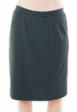 Load image into Gallery viewer, Short Straight Knit Skirt for Junior Sizes by Dressing For His Glory  You are going to love the feel and comfort of our Short Straight Knit Skirt. Made in a double knit fabric, it is great for fall, winter and even spring time weather. No more clinging to your stocking or tights since it is fully lined in a soft tricot fabric. It has a smooth elastic waistband and a small back slit. This skirt has a beautiful straight look without going all in at the hem. Easy to wear and wash!