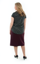 Load image into Gallery viewer, Short Straight Knit Skirt in Ladies Sizes by Dressing For His Glory  This is going to be the best knit skirt you will ever own! Enjoy the flattery of our pull on skirt in perfect Ponte fabric! You are going to love the feel and comfort of our New Short Straight Knit Skirt. It is made of a beautiful double knit fabric that is soft with substantial  body to keep its shape. It is great for fall, winter and even spring time weather.