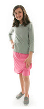 Load image into Gallery viewer, Jack and Jill Skort for Girl Sizes by Dressing For His Glory The Jack and Jill Skort for Girls Plus Size is a straight cut skirt with loose fitting shorts underneath and  are attached at the waist. It has slits on each side seams for easy leg movement and has an elastic waistband. The shorts are made of the same fabric and are 1&quot; shorter than the outer layer skirt.