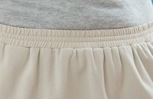 Elastic waistband detail: The Straight Skort for Ladies Sizes by Dressing For His Glory is a straight cut skirt with loose fitting shorts underneath and are attached at the waist. The skort has slits on each side seam for easy leg movement, an elastic waistband and optional side seam slit pockets. 