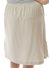 Load image into Gallery viewer, Back View: The Straight Skort for Ladies Sizes by Dressing For His Glory is a straight cut skirt with loose fitting shorts underneath and are attached at the waist. The skort has slits on each side seam for easy leg movement, an elastic waistband and optional side seam slit pockets. 