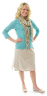 The Straight Skort for Ladies Sizes by Dressing For His Glory is a straight cut skirt with loose fitting shorts underneath and are attached at the waist. The skort has slits on each side seam for easy leg movement, an elastic waistband and optional side seam slit pockets. 