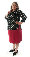 The Straight Skort for Women's Plus Sizes is a straight cut skirt with loose fitting shorts underneath and are attached at the waist. The skort has slits on each side seam for easy leg movement, an elastic waistband and optional side seam slit pockets. 