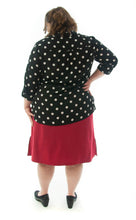 Load image into Gallery viewer, Back: The Straight Skort for Women&#39;s Plus Sizes is a straight cut skirt with loose fitting shorts underneath and are attached at the waist. The skort has slits on each side seam for easy leg movement, an elastic waistband and optional side seam slit pockets. 