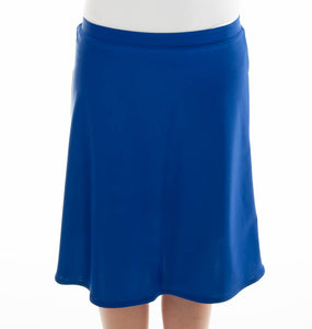 Freestyle Swim Skirt for Junior Sizes by Dressing For His Glory  Our Freestyle Swim Skirt is a great skirt to swim in. It is made in a chlorine resistant swimwear fabric that stretches with you and dries quickly! The skirt has bike short underneath and are attached at the elastic waist. The Freestyle Swim Skirt is great looking and keeps you cool and comfortable.