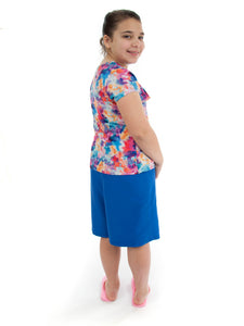 Swim Culottes for Girls Plus Size by Dressing For His Glory Our Swim culottes are perfect for any water sport activity! They are made in fast drying and very durable swimwear fabric. They wear well even in high chlorinated pools! To prevent ballooning they have small vents around at the waistband. The swim culottes are fully lined with an elastic waistband. They are super for the active girl who swims a lot! 