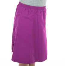 Load image into Gallery viewer, Swim Flare Skort for Girls Sizes by Dressing For His Glory  Are you looking for durability when shopping for modest swimwear?  Well, our Swim Flare Skort is not only durable but modest and comfortable! This skort is slightly flared giving you extra leg room to swim and looks like a skirt both front and back. It has loose fitting knit shorts underneath and are attached at the waist. You will also find small vents at the elastic waistband to release air and  prevent ballooning.