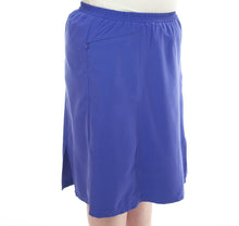 Load image into Gallery viewer, Swim Flare Skort for Womens Plus Sizes by Dressing For His Glory  Are you looking for durability when shopping for modest swimwear?  Well, our Swim Flare Skort is not only durable but modest and comfortable! This skort is slightly flared giving you extra leg room to swim and looks like a skirt both front and back. It has loose fitting knit shorts underneath and are attached at the waist. The skirt has two zipper pockets on the side panels to store your keys.