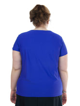 Load image into Gallery viewer, Swim Body Tee for Women&#39;s Plus Sizes by Dressing For His Glory  The Swim Body Tee is made of top quality, fast drying swimwear knit fabric. The fabric is chlorine resistant, cool and comfortable. The tee is fully lined and does not cling. It has a scooped neck and a choice of a cap sleeves or a longer length sleeve. The  tee has an under-layer  which is attached at the shoulders and snaps between the legs. 