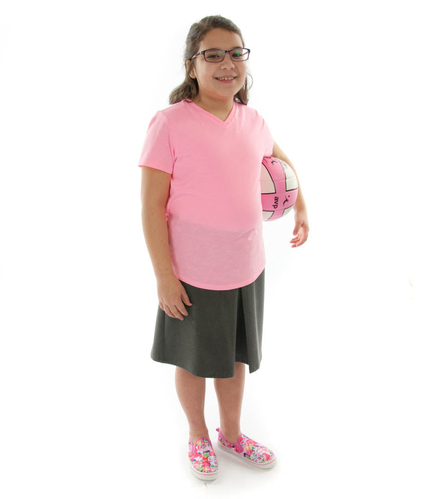 The Two Pleater Culotte for Girls Plus Size by Dressing For His Glory is the most popular culotte that customers purchase for school activities. It has one pleat in the center front and one in the back. It has an elastic waist and is extremely comfortable! 